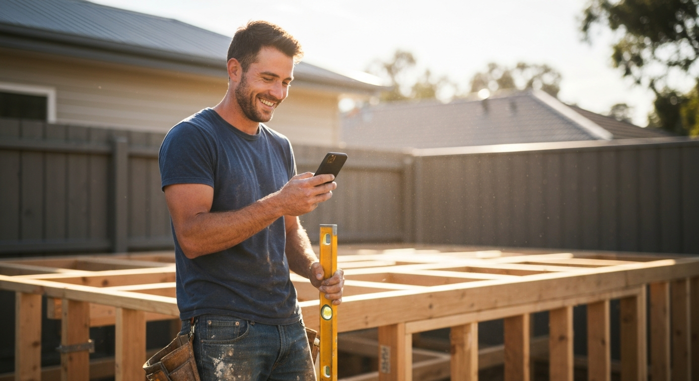 Tradesperson checking phone