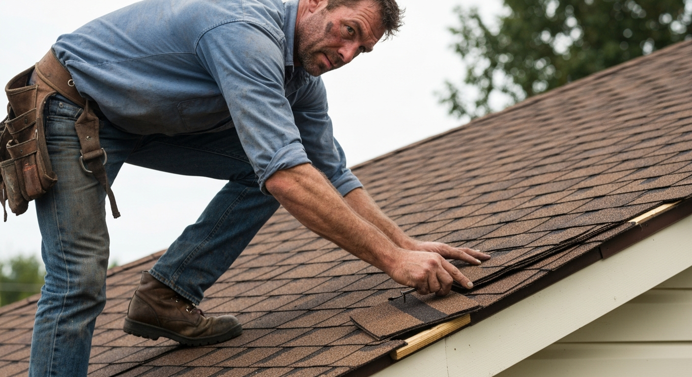 Roofers working